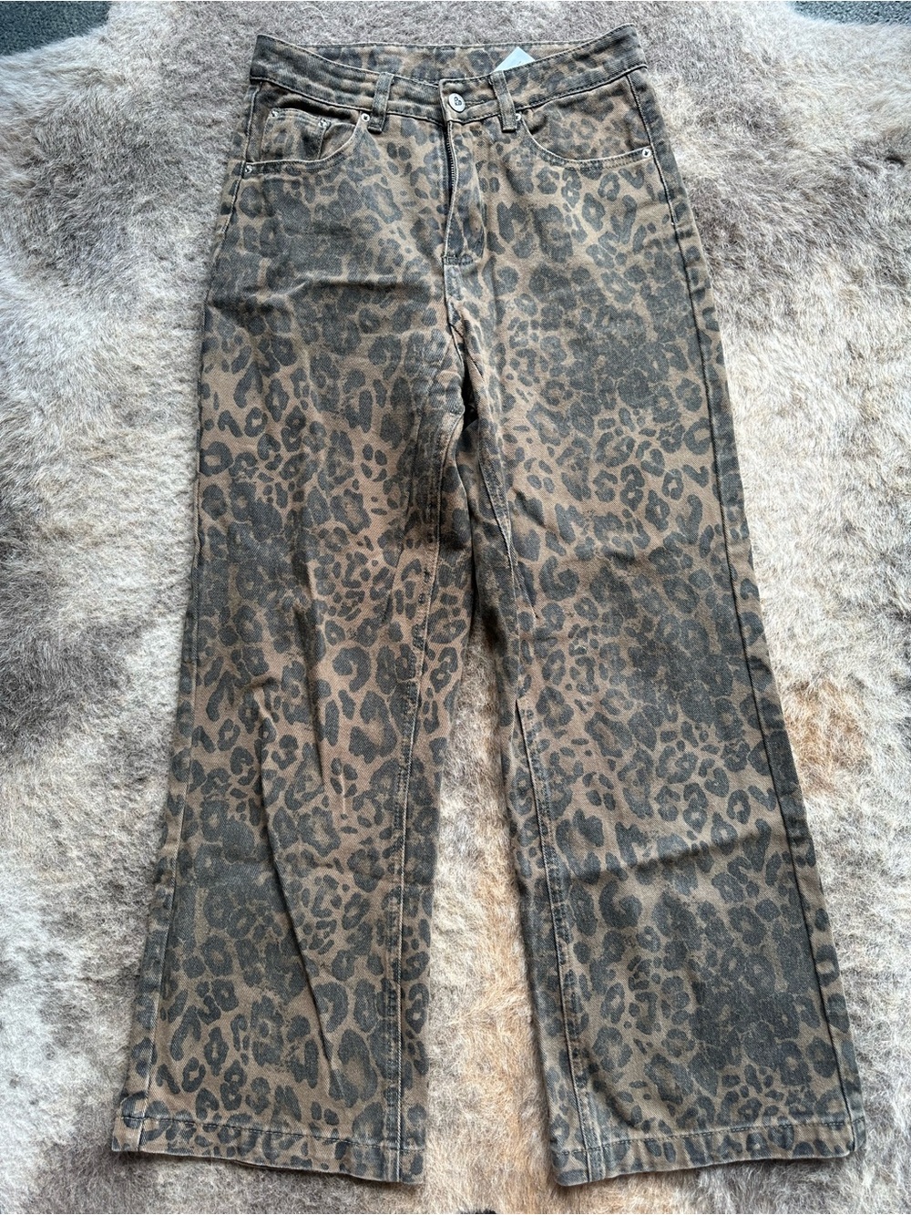 Aelfric Eden Brown Black Leopard-Print Jeans